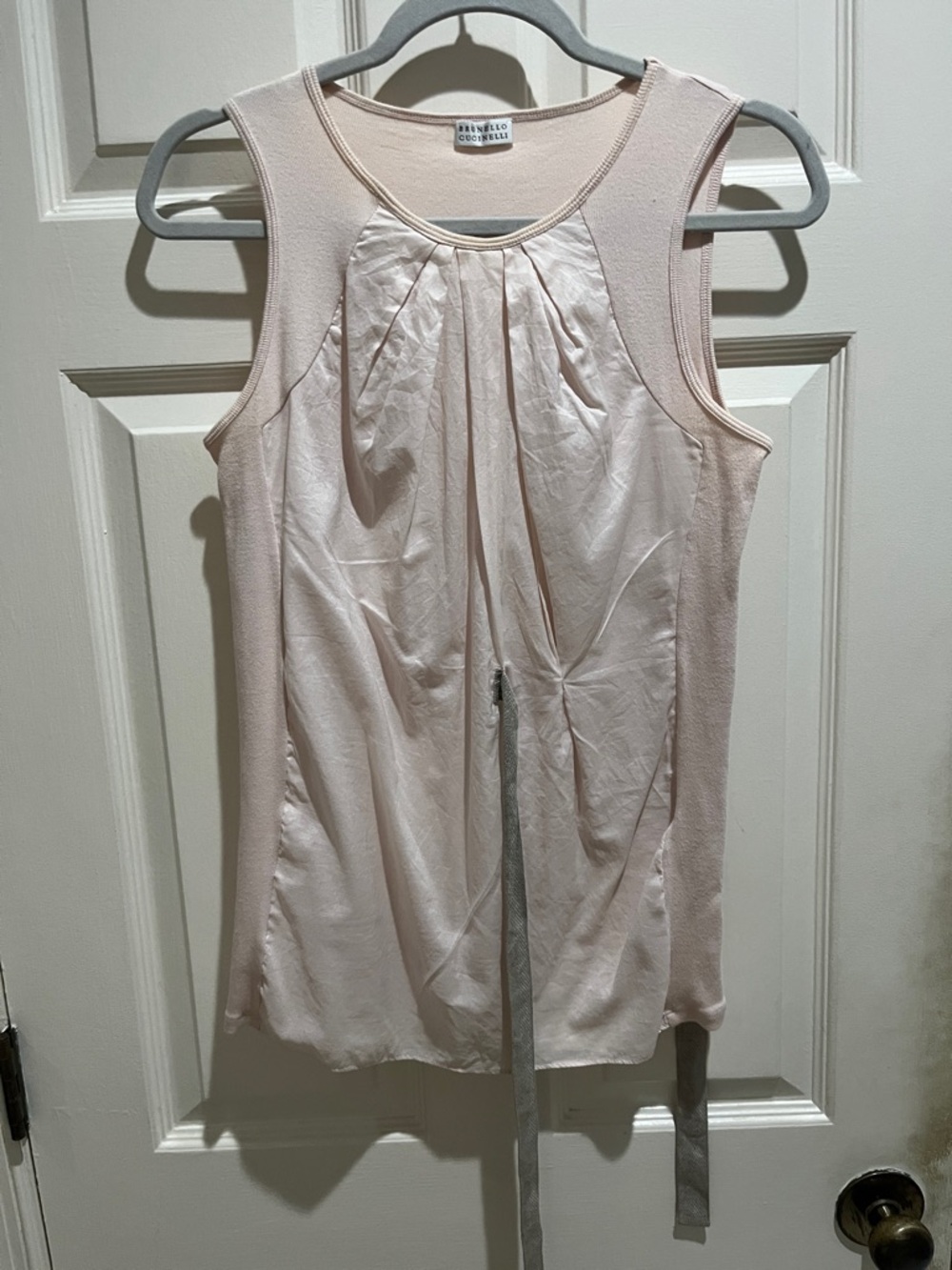 Brunello Cucinelli Blush Pink Sleeveless Pleated Tank
